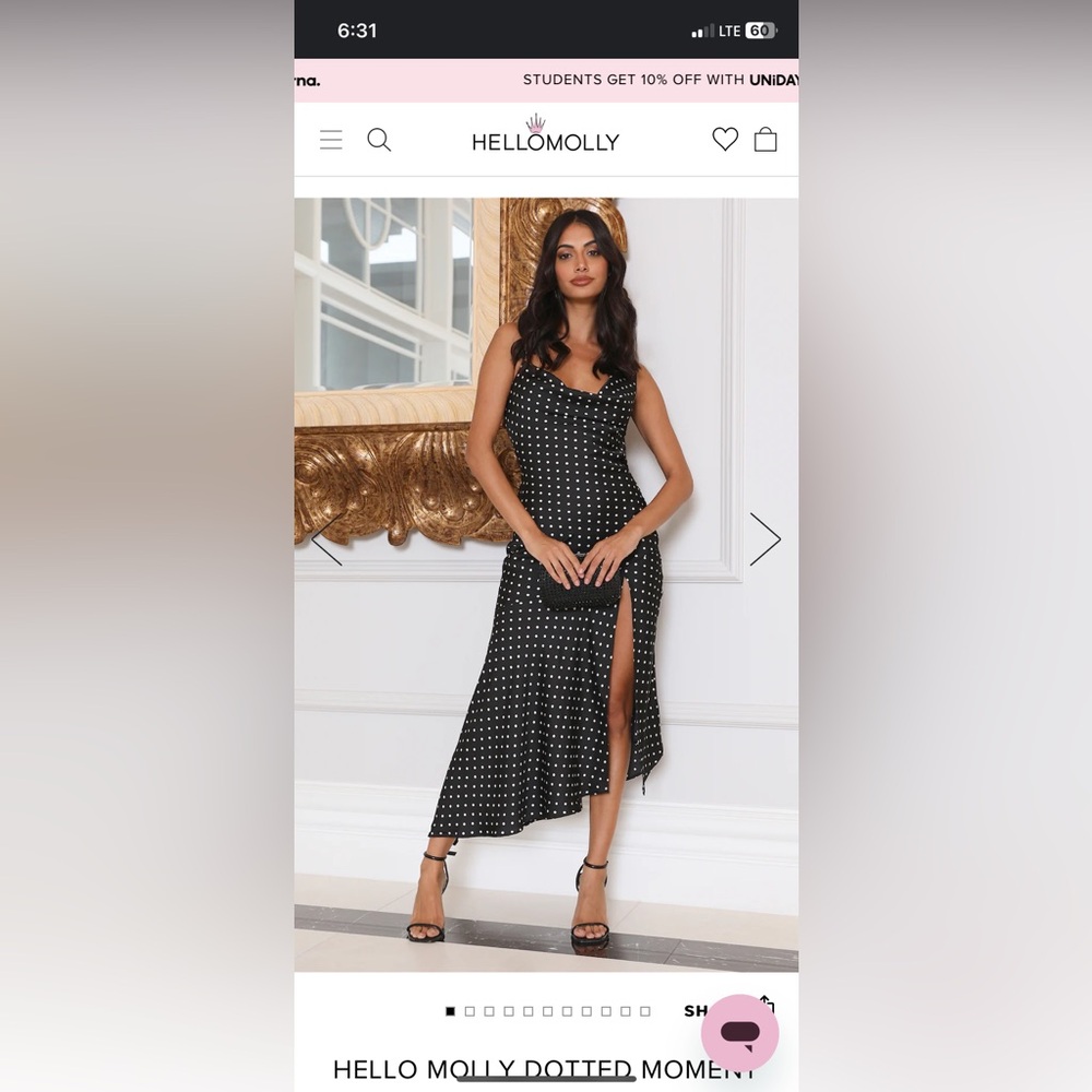 Hello Molly Midi polka dot dress with slit